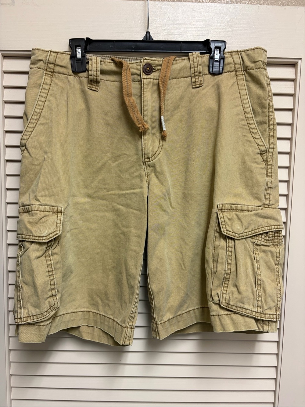 Aeropostale A87 Cargo Shorts Mens 33 Khaki Baggy Drawstring Streetwear Utility